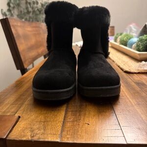 Sonoma Black Faux-Fur Suede Winter Ankle Boots